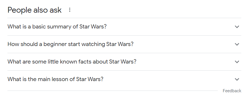 Star Wars People also ask box