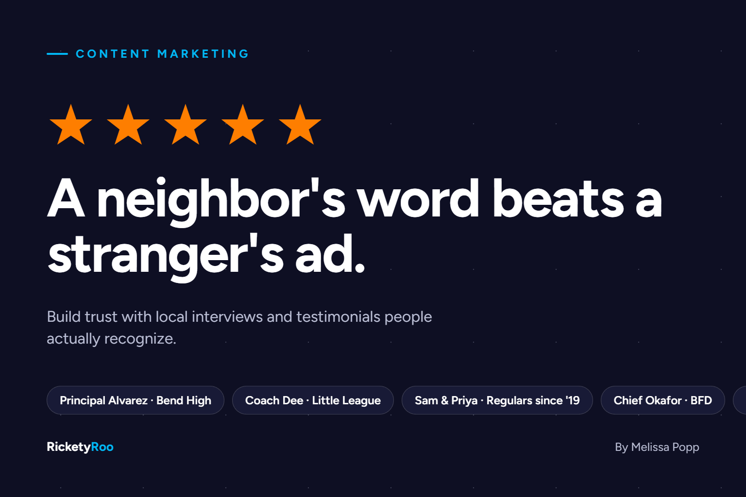 Local interviews and testimonials for content